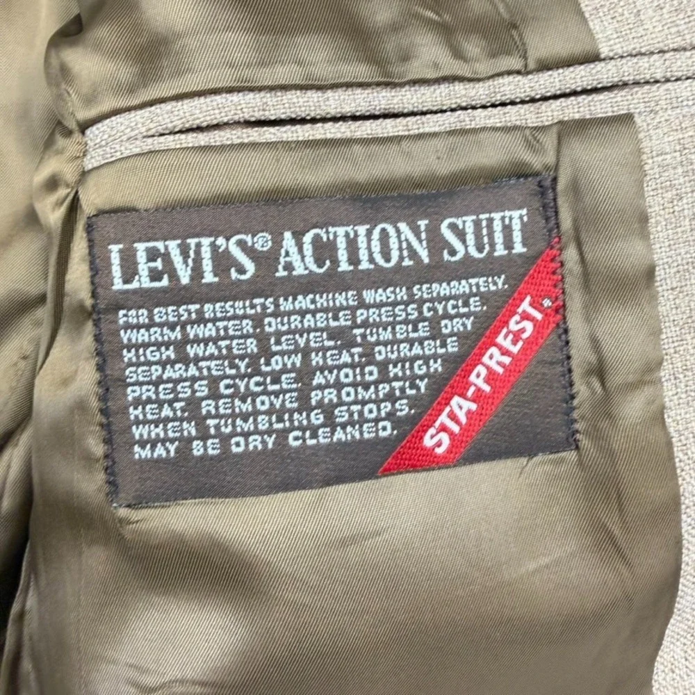 VTG Levis Mens Blazer 38L Tan Action‎ Suit Sta Prest Sport Coat